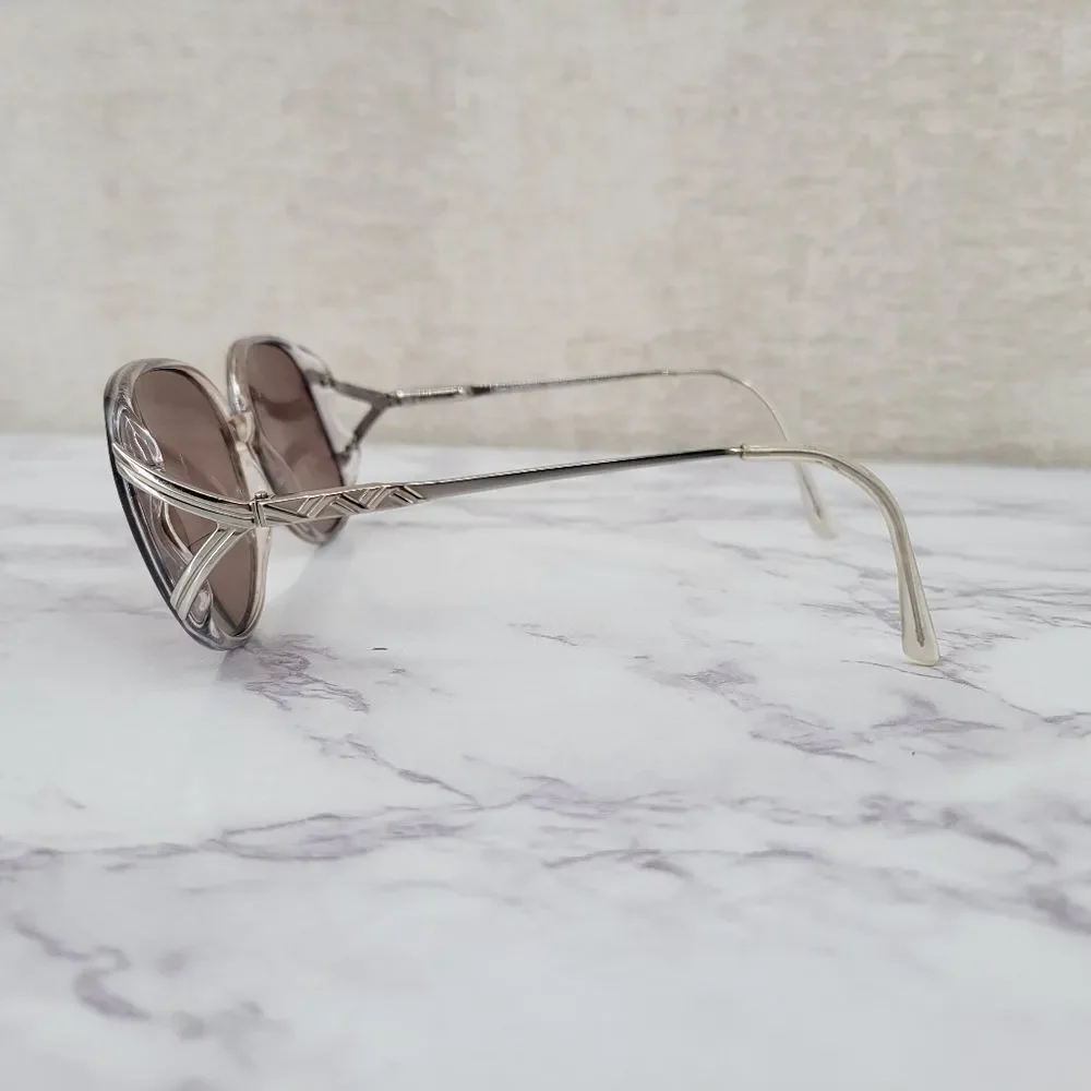 Elasta Italian Vintage Clear and Blue Streak Frames Eyeglasses Glasses